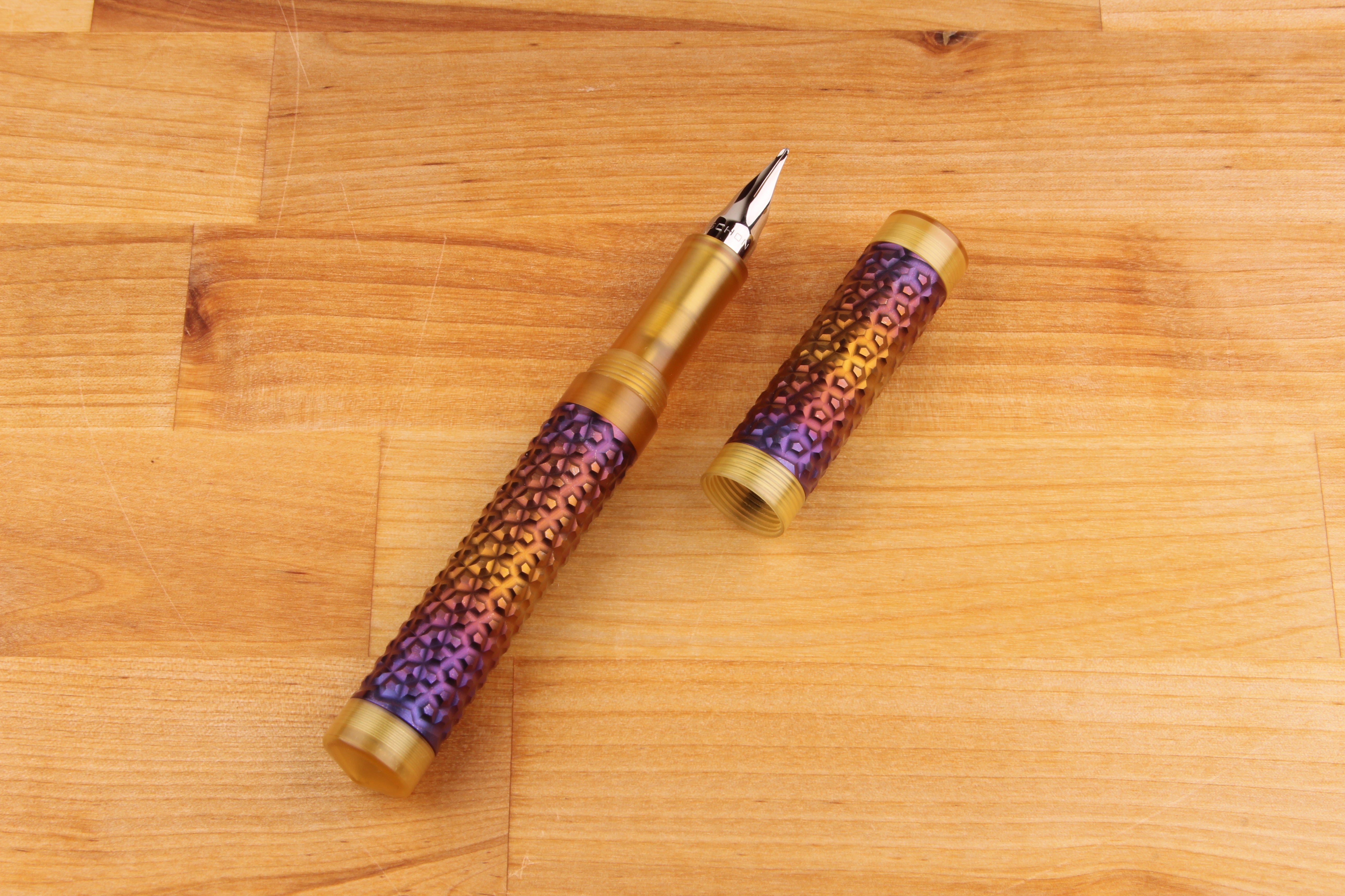 Faceted Titanium Shell Fountain Pen